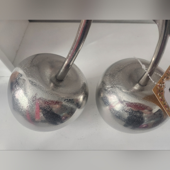 Real Metal Silver Double Cherry Accent Decor. Gorgeous! 12 In - Picture 7 of 12